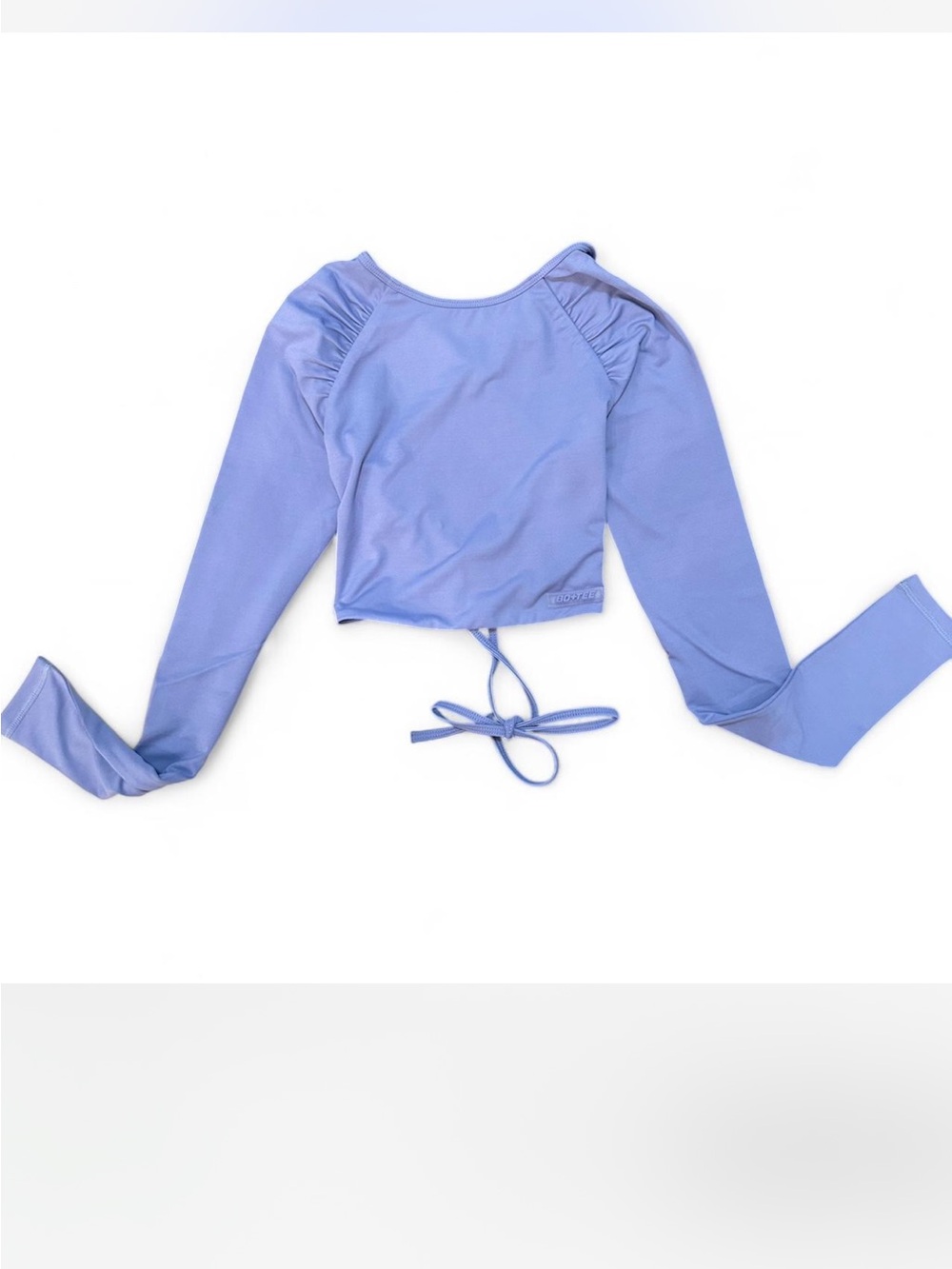 *NWT* BO+TEE Crop Sport Top with Back Adjustable Tie, LS Periwinkle Blue — S - Picture 2 of 3